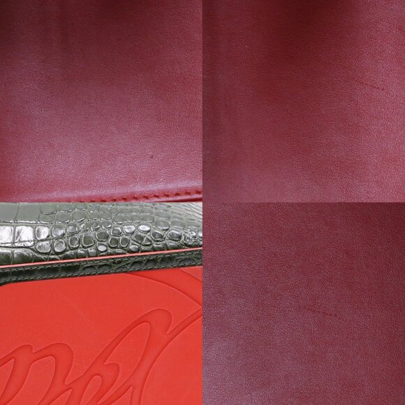 Christian Louboutin Calfskin Crocodile Embossed Spikes Large Cabarock Bag- Green - Picture 15 of 15